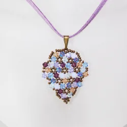 Pendant 45cm - Shea Grapes-Mauve Suedine - Pendant 45cm - Laiton bronze